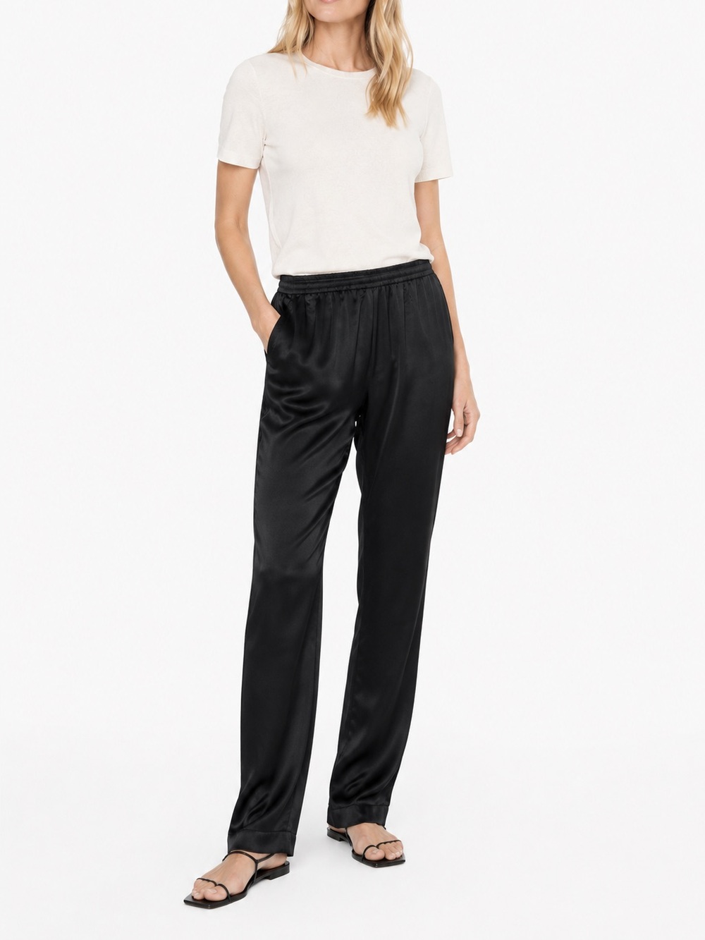 Lilla P Navy Hammered Satin Pull-On Tapered Pants Elastic Waist XL